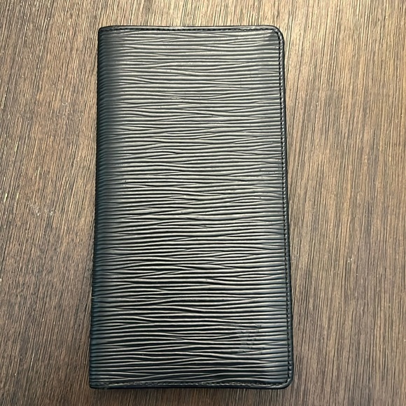 Authentic Vintage Louis Vuitton Black Epi Leather Fold Wallet - Picture 1 of 14